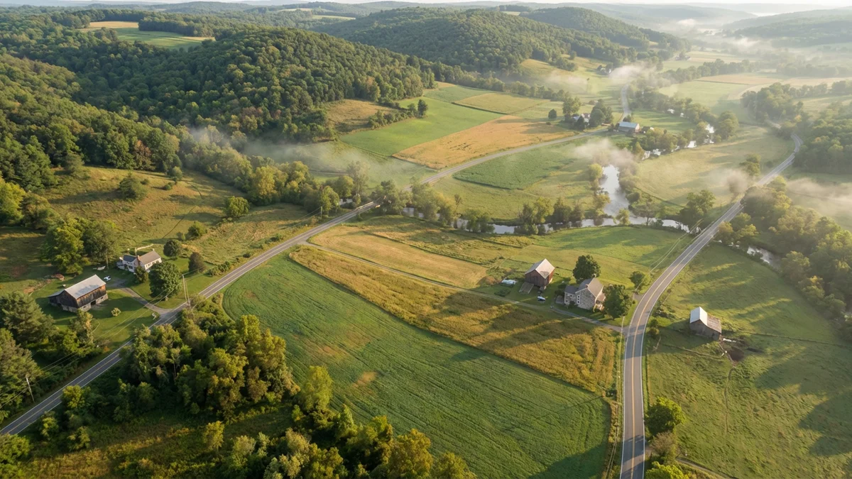 Aerial view of the Brush Busters service area across rural New Jersey landscapes