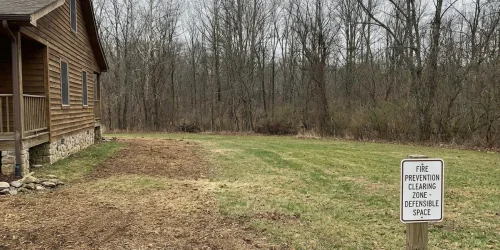 Defensible space cleared around a rural New Jersey home